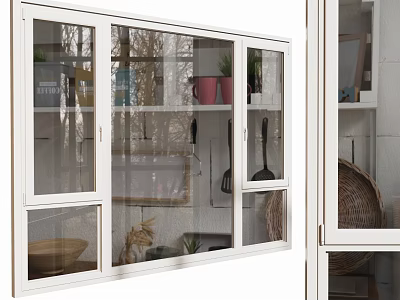 Modern Casement Window With White Frame Clear Glass And Elegant Design For Home Interior 3d model