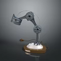 Vintage Industrial Desk Lamp With Metal Structure Gear Design And Brown Base