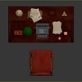 Classic Mahogany Wooden Desk With Red Upholstered Chair Globe Books And Typewriter