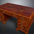 Classic Mahogany Desk With Multiple Drawers And Intricate Carved Legs