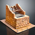 Traditional Stone Oven Structure With Wooden Component Grill Opening And Stone Base