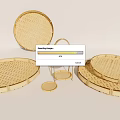 Handwoven Bamboo Household Items With Round Trays Stand And Various Sizes