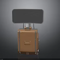 Orange Cube Shaped Robot Character With Black Screen And Metal Structure