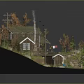 Detailed Miniature Scene With Small Wooden House Green Roof Autumn Trees Lawn Path And Steps