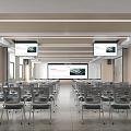 Bright Modern Large Conference Room With Multiple Display Screens And Neatly Arranged Comfortable Meeting Chairs