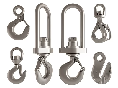 Durable Stainless Steel Industrial Lifting Hooks With Different Sizes And Shapes 3d model