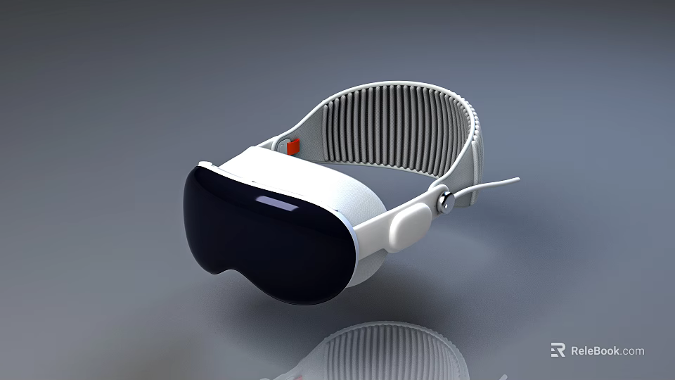 Smart VR Headset With White Black Design Striped Headband And Control Buttons 3d model 