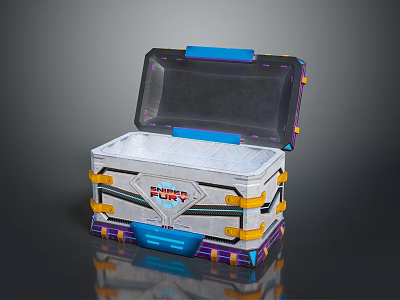 Durable Storage Box with Transparent Lid Blue Silver Yellow PURO Modern Design for Home 3d model