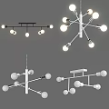 Modern Chandelier Design Featuring Multiple Spherical Bulbs And Metal Frame Elements