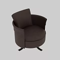 Brown Leather Single Sofa With Modern Round Design And Swivel Metal Base 3d model