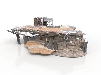 Rustic Industrial Scene Structure With Weathered Platform Metal Frames And Broken Surfaces 3d model