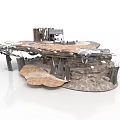 Rustic Industrial Scene Structure With Weathered Platform Metal Frames And Broken Surfaces
