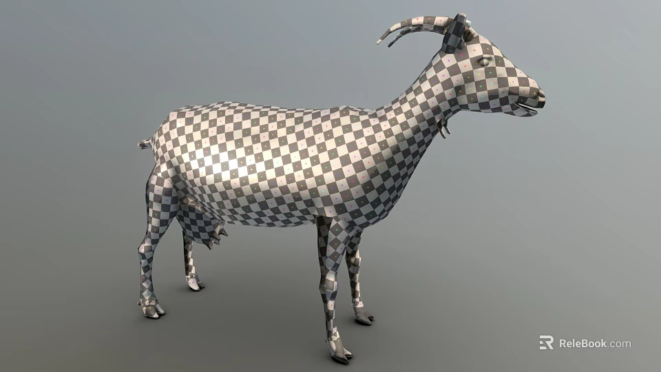 Black And White Checkered Goat 3D Model With Artistic Design 3d model 
