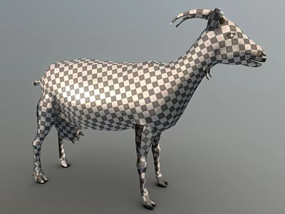 Black And White Checkered Goat 3D Model With Artistic Design 3d model