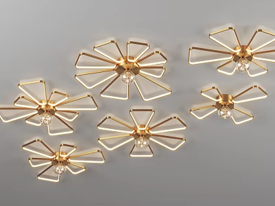 Decorative Gold Petal Design Modern Ceiling Lights With Crystal Details 3d model