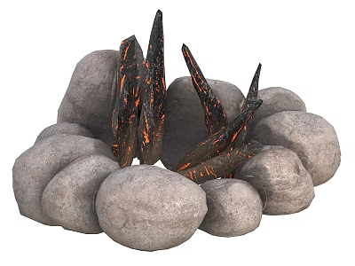 Bonfire Fire Stone Pile 3d model Bonfire Fire Stone Pile 3d model