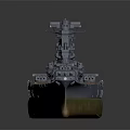 Battleship Warship With Gray Hull Brown Bottom Main Turrets And Superstructure