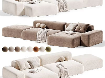 Plush Modular Leisure Sofa Combinations With Multiple Color Options For Cozy Modern Home Living Room 3d model