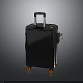 Gray Travel Suitcase with Retractable Handle Orange Wheels and Side Pocket