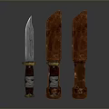 Handmade Blue Blade Knife with Textured Leather Handle and Brown Leather Sheaths