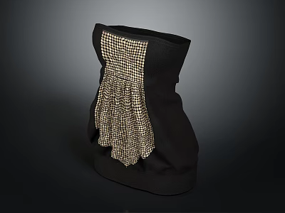 Unique Stylish Black Hat with Gold Checkered Pattern Accent Design 3d model