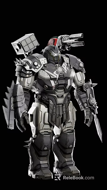 Smart Machine Futuristic Mechanical Armor Design With Advanced Weapons And Metallic Build 3d model 