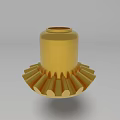 Golden Mechanical Component With Gear Shaped Base And Cylindrical Top 3d model