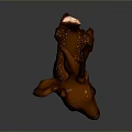 Brown Deer Figurine With White Belly And Spots In Standing Pose On Dark Background