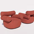 Red Fabric Single Sofa Featuring Modern Round Design And Comfortable Armrests 3d model