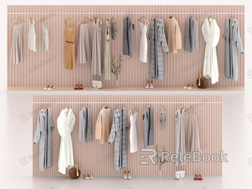 Clothes Clothing Shoes Hats Hanging Area Hanger Bag Bathrobe Skirt model