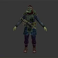 Detailed Game and Movie Character In Helmet Mask Armor With Weapon