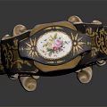 Ornate Household Decorative Bottle With Golden Trim Floral Pattern Carved Base And Curved Lid