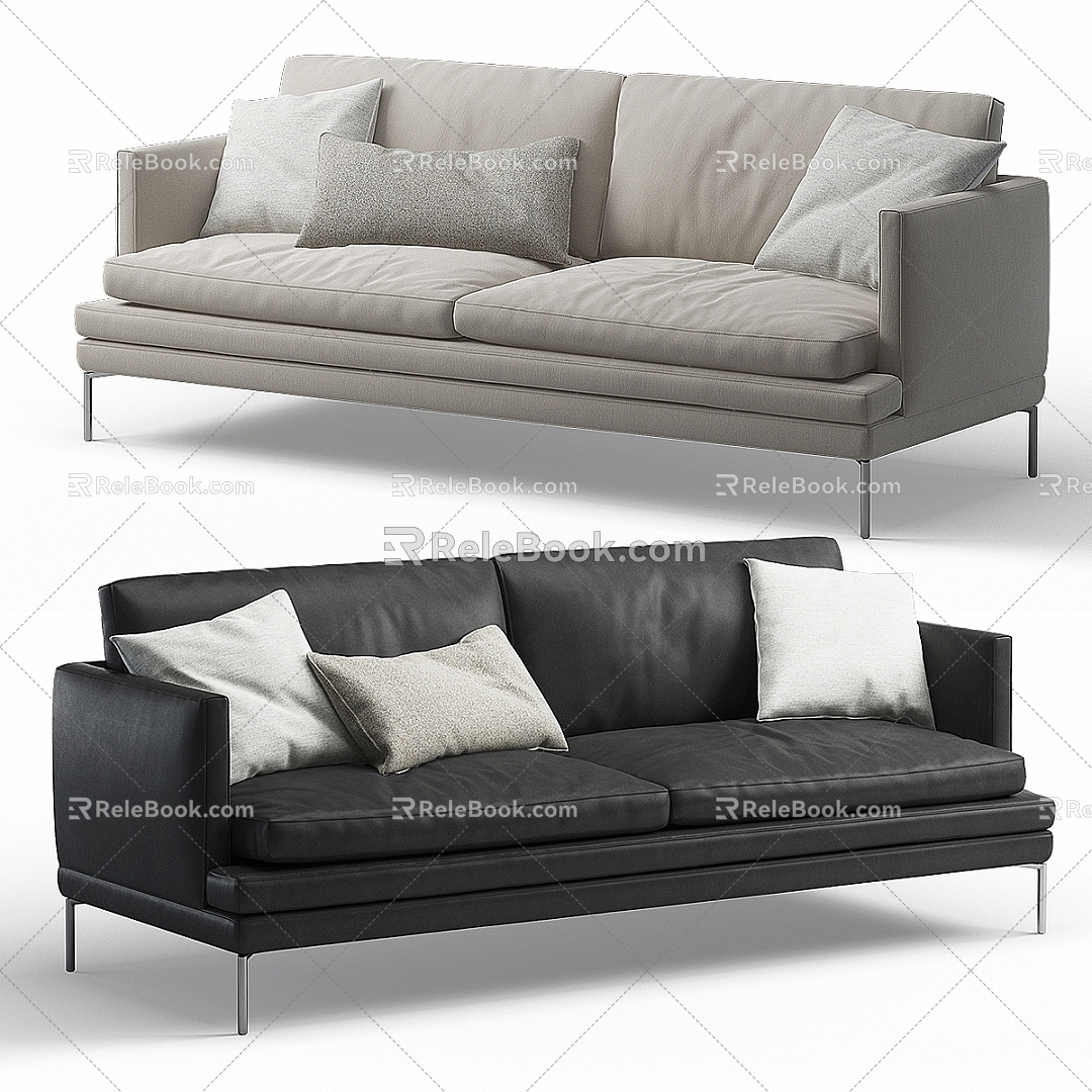 Modern fabric double sofa 3d model