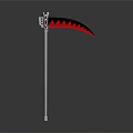Decorative Polearm Weapon With Silver Handle Black Blade And Red Serrated Edges Design