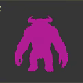 Red Horned Demon Character With Muscular Build Black Fur And Sharp Claws