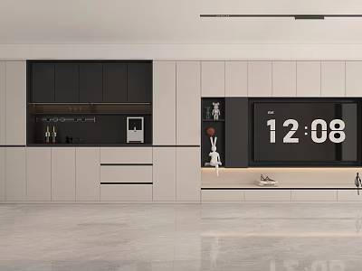 Modern TV Stand With Storage Cabinets Drawers And Decorative Items 3d model