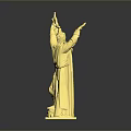 Golden Statue Of Two Men Holding A Sword Together On Base