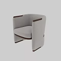 Modern Light Beige Fabric Leisure Chair Featuring Wooden Armrests And Base