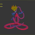 Red Demon Sculpture With Glowing Effect And Twisted Design On Circular Base