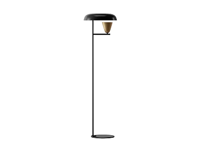 Sleek Black Floor Lamp With Minimalist Design Dome Shade And Metal Base 3d model