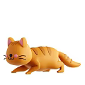 Orange Cat Stuffed Toy With Smiling Face Pink Cheeks And Striped Body