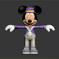 Mickey Mouse In Purple Outfit With Yellow Hat Colorful Vest White Gloves Open Arms