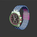 Stylish Modern Wrist Watch With Silver Metal Chain Strap And Black Dial