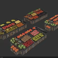Fruit Store Display With Colorful Fresh Fruits On Neatly Arranged Shelves