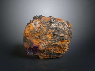 Vibrant Colored Natural Stone With Orange Grey Purple Rough Textured Surface 3d model