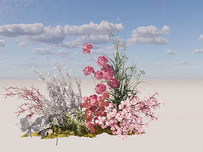Natural Colorful Flower Arrangement With Pink White Blooms And Green Foliage 3d model