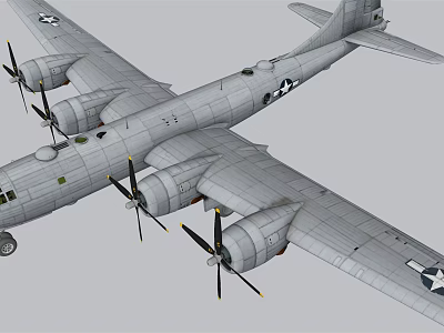 Classic Military Fighter Jet With Propeller Engines US Air Force Insignia Gray Body Model 3d model