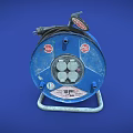 Blue Industrial Cable Reel With Black Cable And Metal Stand