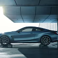Blue Sports Coupe With Sleek Aerodynamic Body And Stylish Alloy Wheels Under Modern Architecture