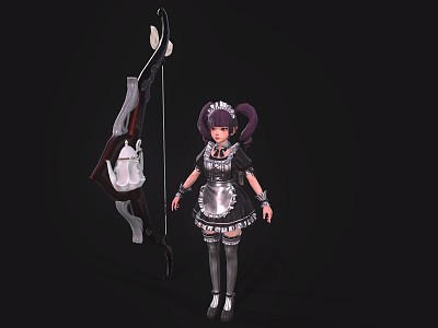 Cute little girl archer maid outfit model